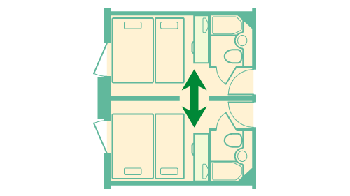コネクティングルーム2室+エキストラベッド2台